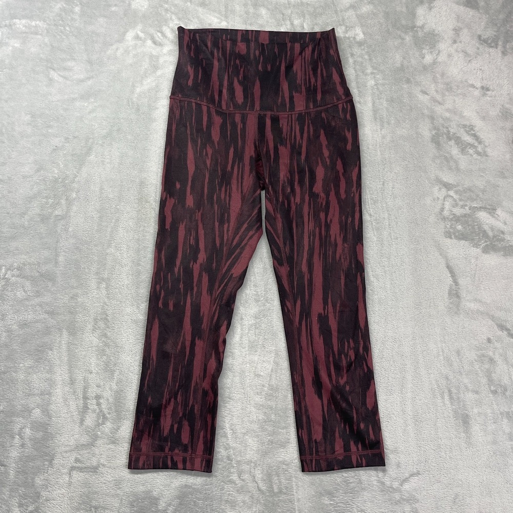 Lululemon‎ Leggings Womens 6 (26x23) Maroon Black Abstract Athletic Wunder Under
